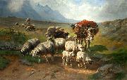 unknow artist Schafherde mit Esel und Schafer auf einer Hochebene Sweden oil painting artist